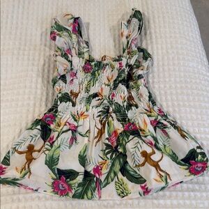 Floral Monkey Print Sleeveless Top